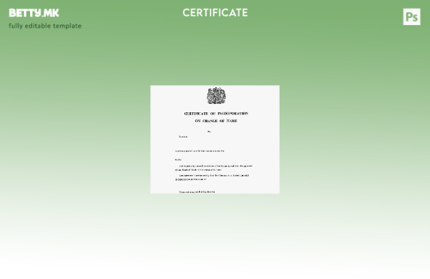 модерен стил УК сертификат за инкорпорирање на шаблон за промена на името